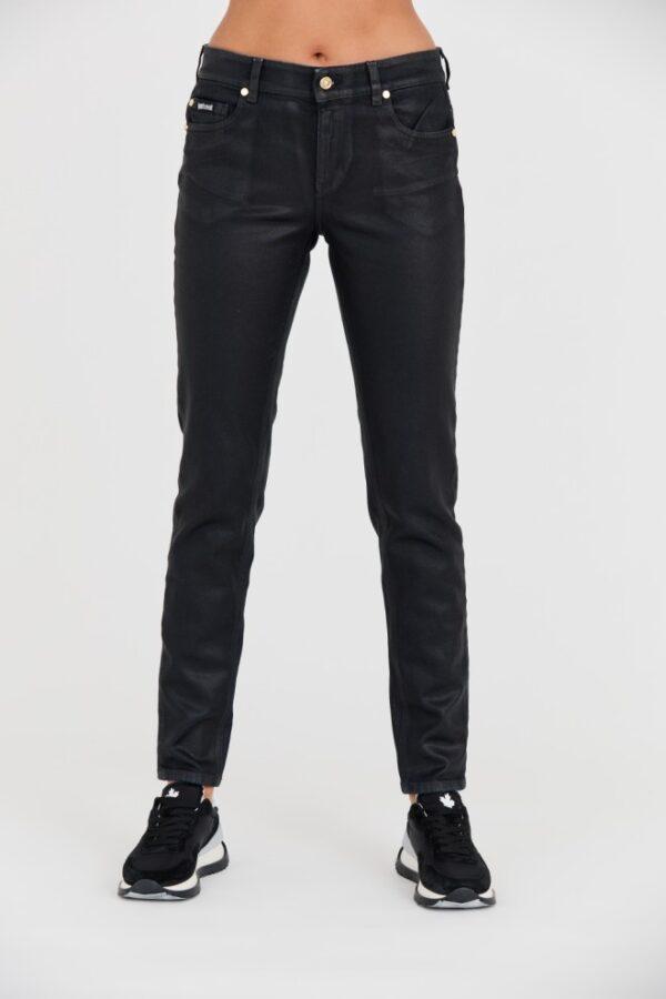 JUST CAVALLI Skinny Czarne jeansy z połyskiem-wyprzedaż