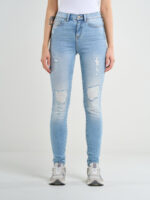 Jeansy damskie z przetarciami z wysokim stanem Adela High Waist 156-wyprzedaż