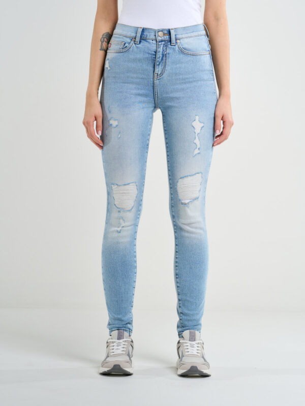 Jeansy damskie z przetarciami z wysokim stanem Adela High Waist 156-wyprzedaż