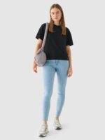 Jeansy o dopasowanym kroju skinny damskie Outhorn - niebieskie-wyprzedaż