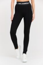 KARL LAGERFELD Czarne damskie legginsy Logo Elastic Punto Leggings-wyprzedaż