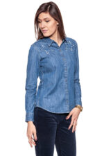 KOSZULA JEANSOWA DAMSKA WRANGLER STAR SHIRT MID INDIGO W5231O68E 112129333-wyprzedaż