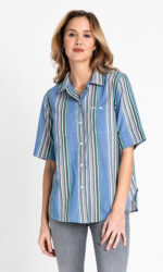 LEE SS SHIRT DAMSKA KOSZULA W PASKI DIPPED BLUE L45DCHLA 112110225-wyprzedaż