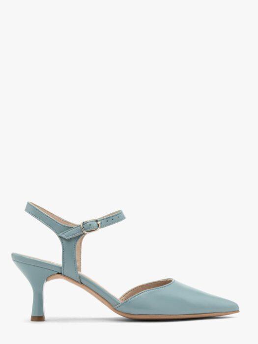 Niebieskie czółenka na lakierowanym obcasie JOAN-wyprzedaż