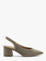 Oliwkowe czółenka damskie slingback-wyprzedaż