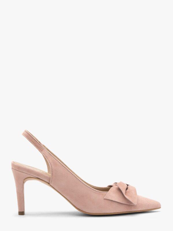 Różowe czółenka damskie bez pięty slingback z kokardą OFELIA-wyprzedaż