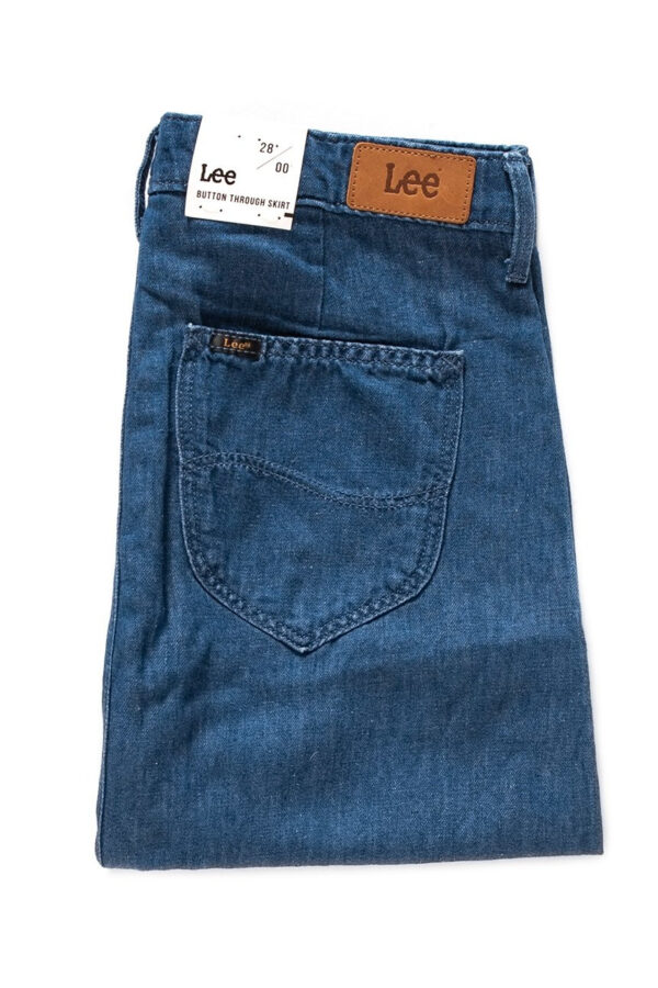 SPÓDNICA JEANSOWA LEE BUTTON THROUGH SKIRT BLUE L38ICLPK-wyprzedaż