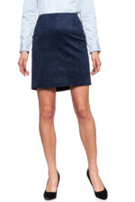SPÓDNICA JEANSOWA TOM TAILOR FAKE VELOUR LEATHER SKIRT DEEP NAVY BLUE-wyprzedaż