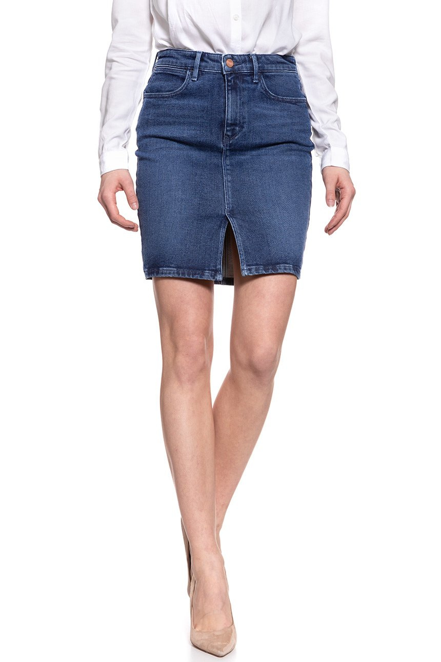 SPÓDNICA JEANSOWA WRANGLER MIDI PENCIL SKIRT SHADOW DANCES W2347096I-wyprzedaż