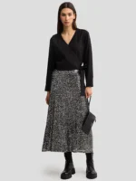 Spódnica damska cekinowa midi srebrna Soleasi 904-wyprzedaż