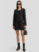 Spódnica damska mini z dodatkiem wełny czarna Felicia 906-wyprzedaż