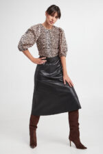 Spódnica skórzana NOTES DU NORD-wyprzedaż