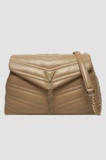 VALENTINO Duża beżowa damska torebka Privilege Flap Bag-wyprzedaż