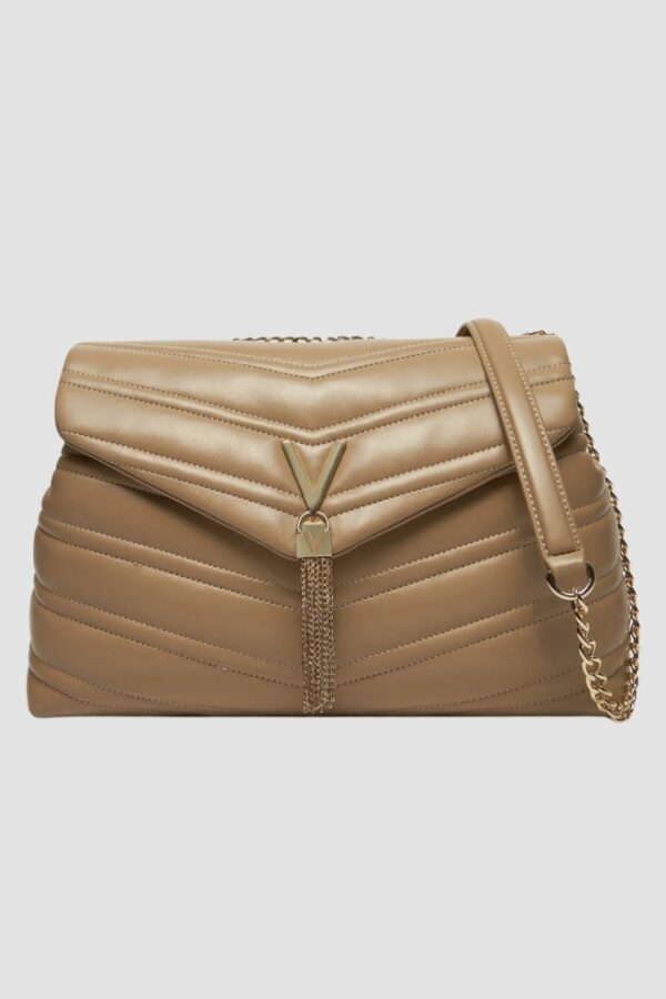 VALENTINO Duża beżowa damska torebka Privilege Flap Bag-wyprzedaż