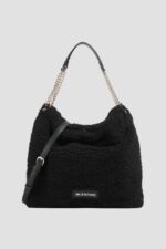 VALENTINO Duża czarna damska torebka worek Qube Hobo Bag-wyprzedaż