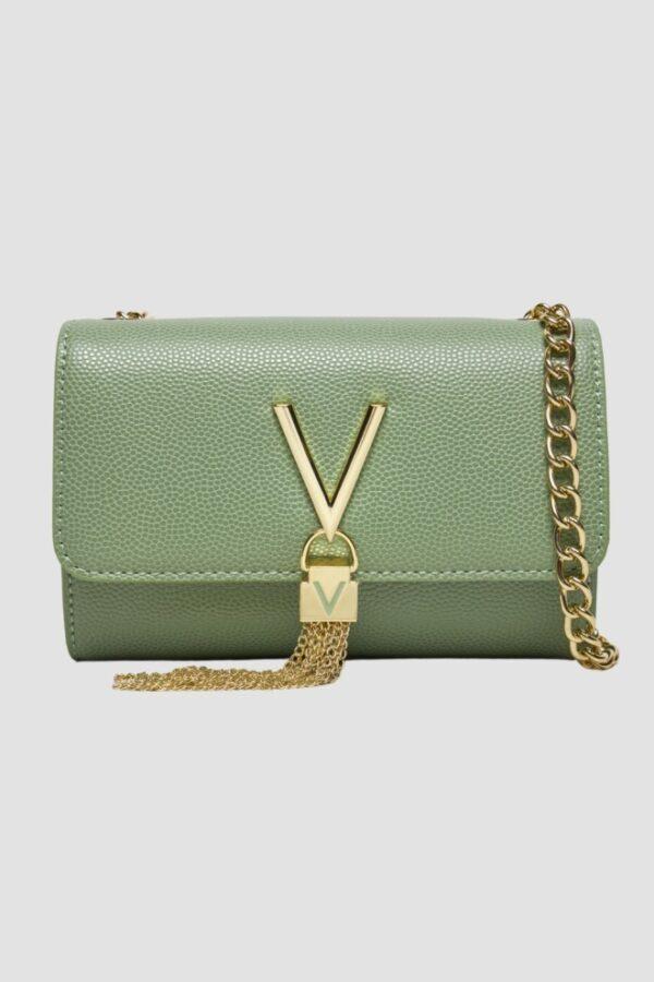 VALENTINO Mała zielona kopertówka Divina Pochette-wyprzedaż
