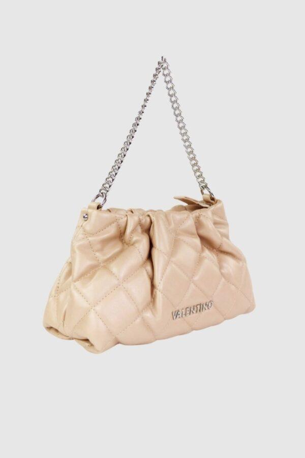 VALENTINO Marszczona pikowana beżowa torebka ocarina recycle pochette-wyprzedaż