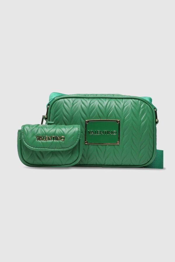 VALENTINO Tłoczona zielona torebka z przypinaną saszetką sunny re haversack-wyprzedaż