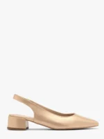 Złote czółenka damskie z otwartą piętą typu slingback-wyprzedaż
