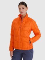 4F Kurtka puchowa trekkingowa z wypełnieniem Primaloft Silver damska - pomarańczowa XL-wyprzedaż
