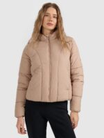 4F Kurtka puchowa z wypełnieniem syntetycznym damska - beżowa S-wyprzedaż