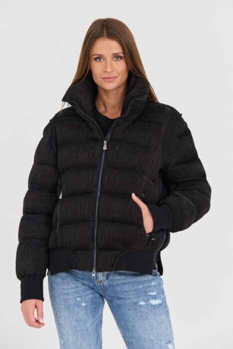 BLAUER Czarna plisowana kurtka-wyprzedaż