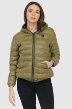 BLAUER Czarno-zielona damska dwustronna kurtka Stella reversible down jacket