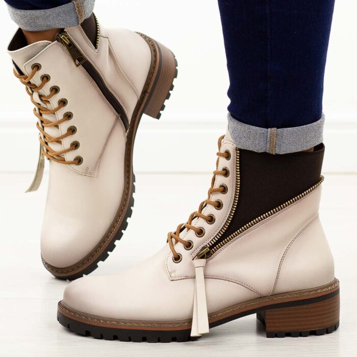 Beżowe botki damskie