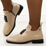 Beżowe lakierowane skórzane botki damskie Filippo Dbt4763/25-wyprzedaż