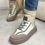 Beżowe skórzane botki damskie Cambell 19357-wyprzedaż