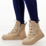 Beżowe skórzane botki damskie Cambell 52330-wyprzedaż