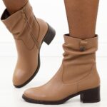 Beżowe skórzane botki damskie M.Daszyński Ol23-4-wyprzedaż