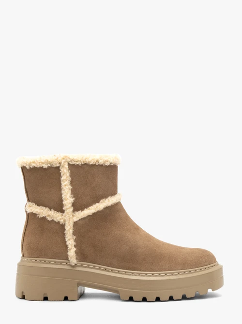 Beżowe śniegowce z futerkiem-wyprzedaż