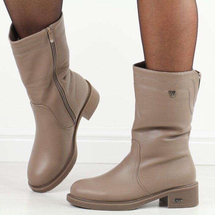 Beżowe wysokie botki damskie Filo Donna Z24-42-wyprzedaż