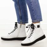 Białe skórzane botki damskie Filippo Dbt7273/25-wyprzedaż