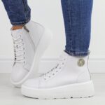 Białe skórzane botki damskie Filippo dbt6374/25-wyprzedaż