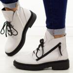 Białe skórzane botki damskie Sergio Leone Bt25200S-wyprzedaż