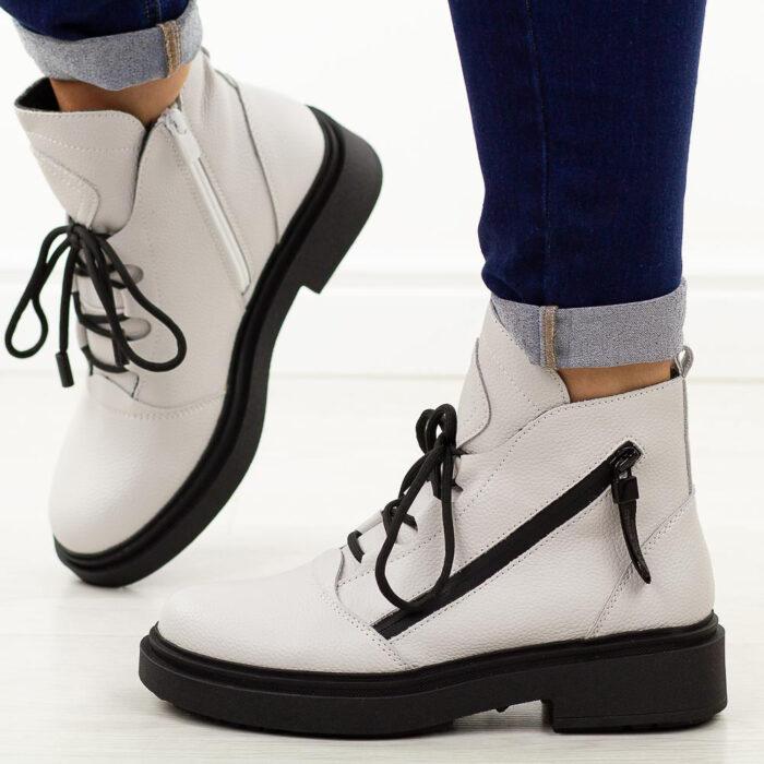 Białe skórzane botki damskie Sergio Leone Bt25200S-wyprzedaż