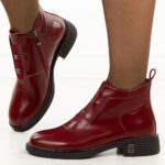 Bordowe skórzane botki damskie DiA 52-118-wyprzedaż