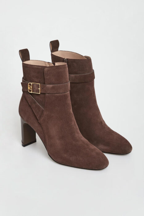 Botki zamszowe na obcasie LIU JO-wyprzedaż