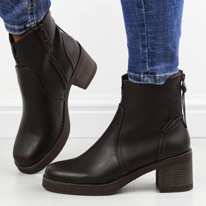 Brązowe botki damskie M.Daszyński 2426-5-wyprzedaż