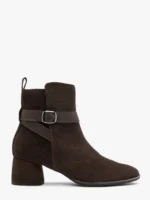 Brązowe botki z paskiem i klamrą-wyprzedaż