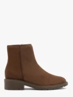 Brązowe botki ze skóry welurowej-wyprzedaż