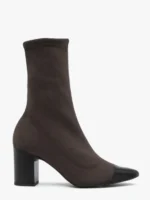 Brązowe elastyczne botki z czarnym noskiem-wyprzedaż