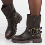 Brązowe wysokie botki damskie Potocki 54300-wyprzedaż