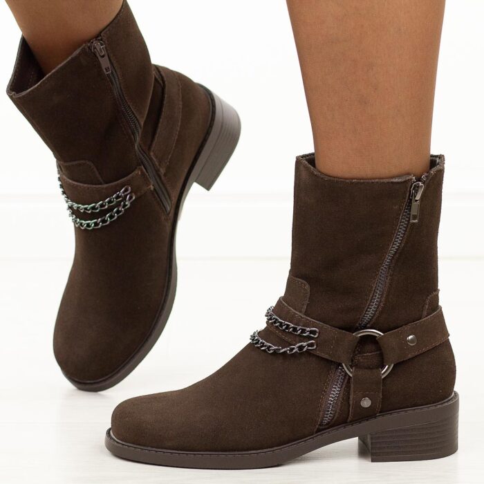 Brązowe wysokie skórzane botki damskie T.Sokolski Z25-141-wyprzedaż