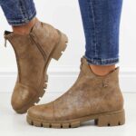 C.Złote botki damskie na traperze Jezzi 23123-11-wyprzedaż