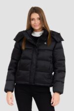 CALVIN KLEIN Сzarna damska kurtka z drobnym logo-wyprzedaż