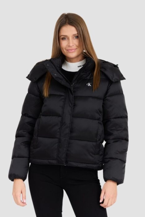 CALVIN KLEIN Сzarna damska kurtka z drobnym logo-wyprzedaż