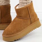 Camelowe skórzane ciepłe zimowe mukluki